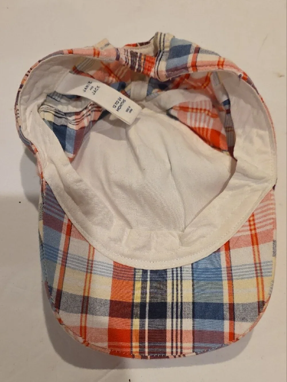 Janie And Jack Plaid Cotton Baseball Cap in Red, Blue & Yellow 1 Year 2 Year Hat